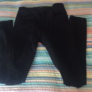 High rise black ripped knee jeggings from express